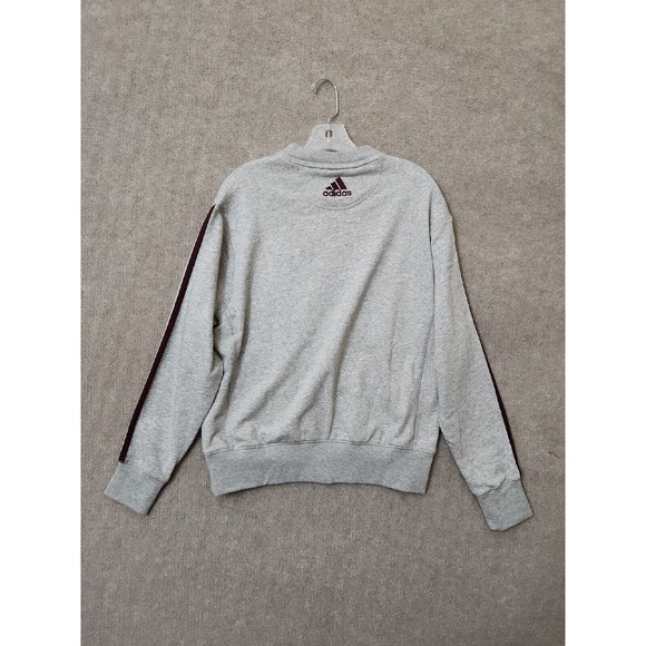 Adidas Vintage Crewneck Terry Sweatshirt Womens M Gray Stripes ATM Texas NEW - Picture 7 of 10